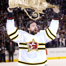 Justin Williams, who was a plpus 10 in 21 playoff games for Geneva, skates the Cup around the Copenhagen rink to end Season 1.